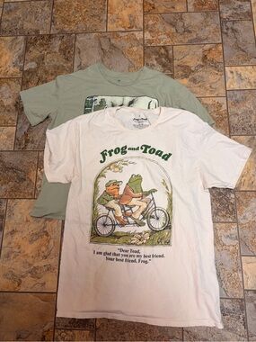 Frog and Toad Are Friends Short Sleeve T-Shirts Combo - Sage Green and White
